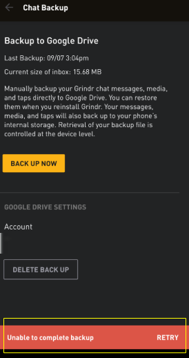 Android Troubleshooting Chat Backup Error Unable To Complete Backup Help Center