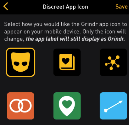 Grindr discreet app icons